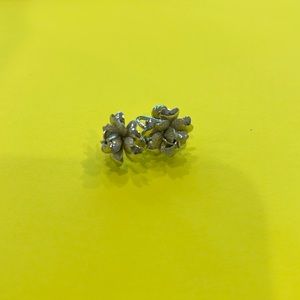 Silver toned earrings.